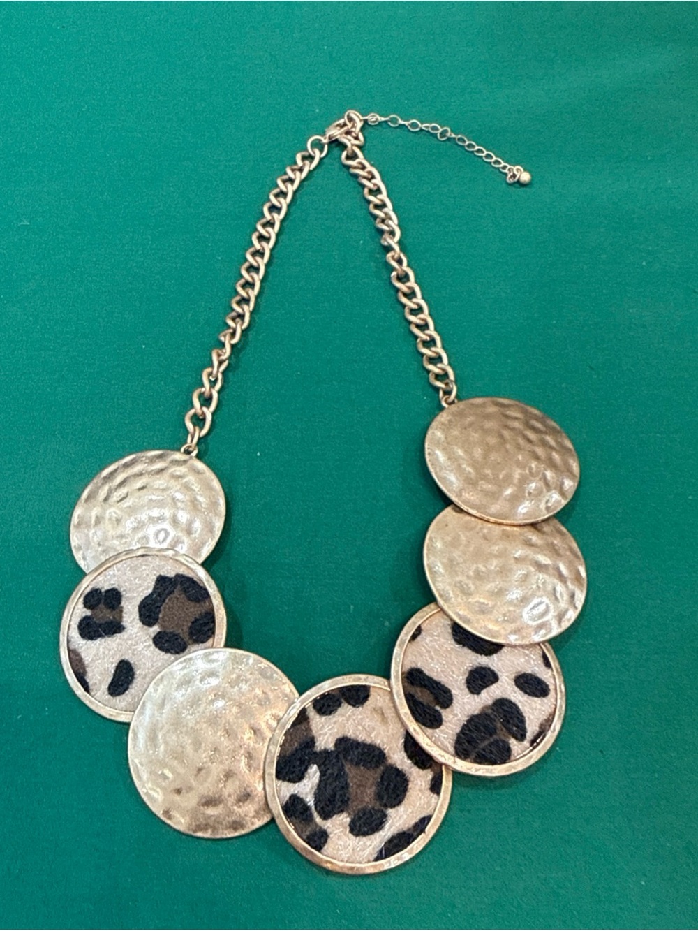 Gold-Tone Leopard Disc Statement Necklace - Women Jewelry 45D